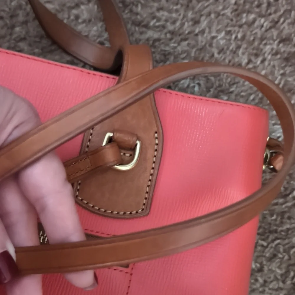 Dooney & Bourke Coral Tote with Brown Accents - Picture 5 of 12